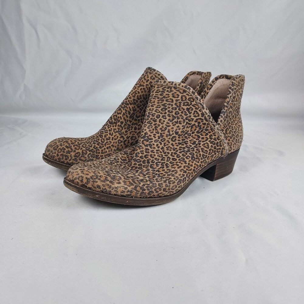 Lucky Brand LK-Balev2 Leopard Print Ankle Booties Womens 7M Leather